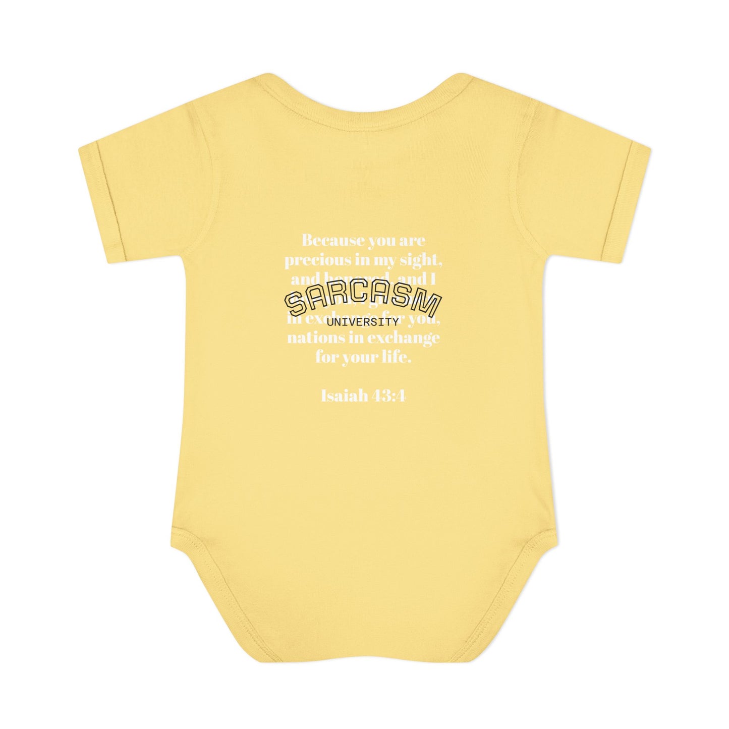 Infant Bodysuit — "Irreplaceable" with Isaiah 43:1 Inspirational Baby Onesie