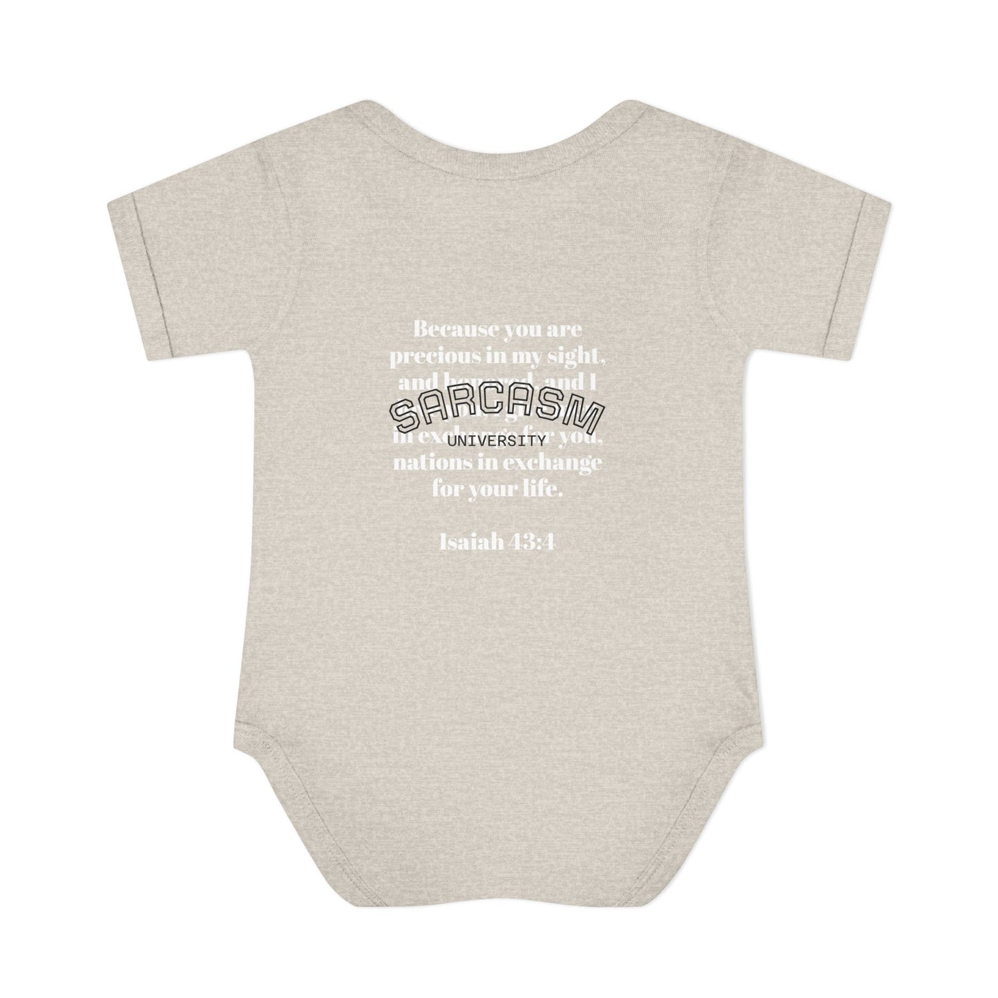 Infant Bodysuit — "Irreplaceable" with Isaiah 43:1 Inspirational Baby Onesie