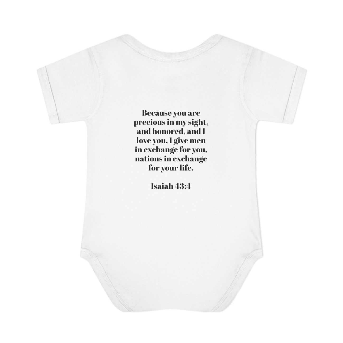 Infant Bodysuit — "Irreplaceable" with Isaiah 43:1 Inspirational Baby Onesie