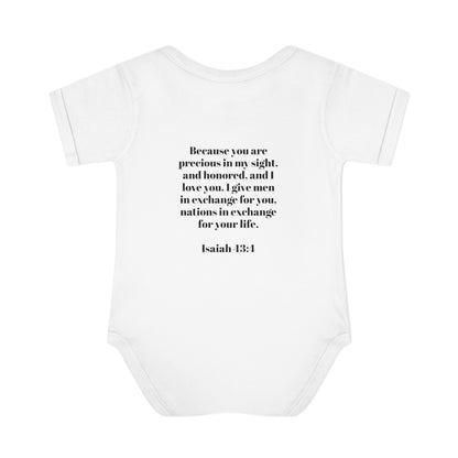 Infant Bodysuit — "Irreplaceable" with Isaiah 43:1 Inspirational Baby Onesie